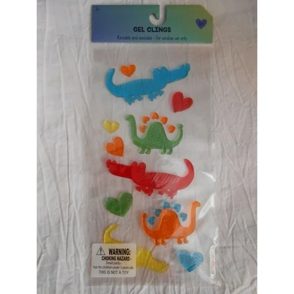 NEW Love Hearts Dinos Window Gel Clings Decorations 21 ct Dinosaurs Alligators!‎
