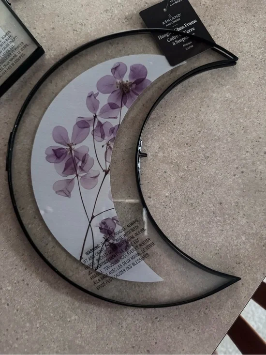 Ashland Purple Floral Crescent Moon Glass Wall Accent