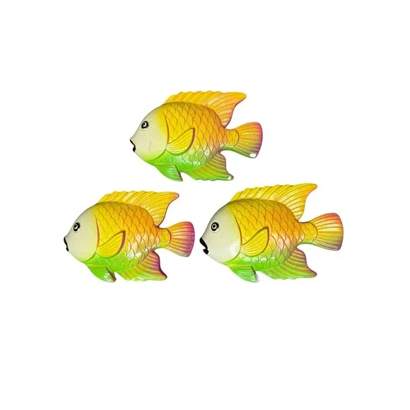Vintage 1978 Miller Studio Chalkware Fish Wall Art Set 3 Neon Tropical Decor