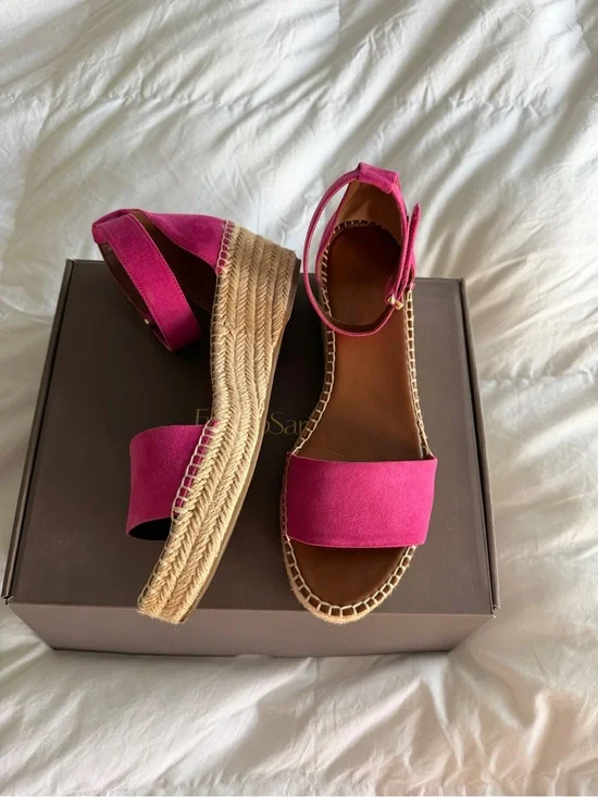 Franco Sarto Pink Espadrille Ankle-Strap Sandals Sz 10