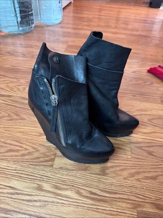 Women's platform goth vampire  Black Wedge Ankle Boot boots bootie couture