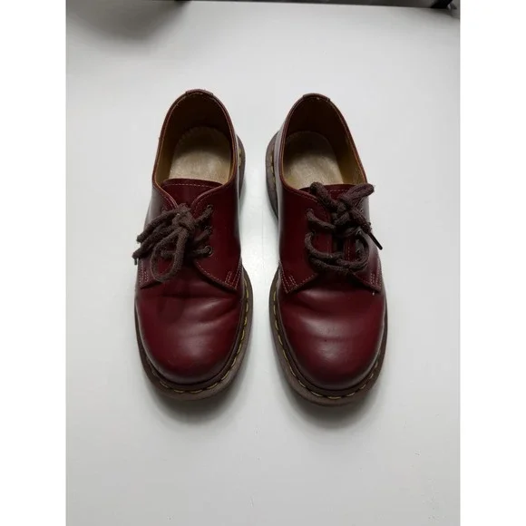 Dr. Martens 1461 Oxford Shoes Red Cherry Smooth Leather Made in England Sz 4UK