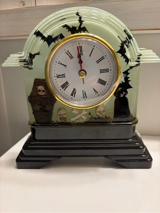 Handmade Glow in the Dark Gothic Mantel Clock