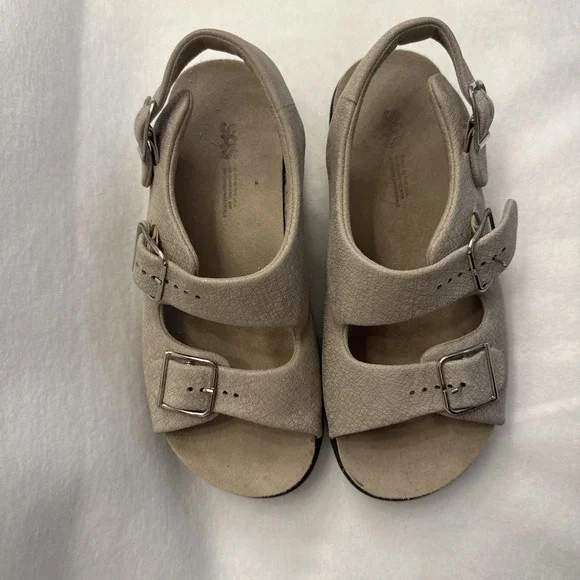 SAS Relaxed Women's Sandals Size 6.5 Web Linen Leather Tripad Comfort USA