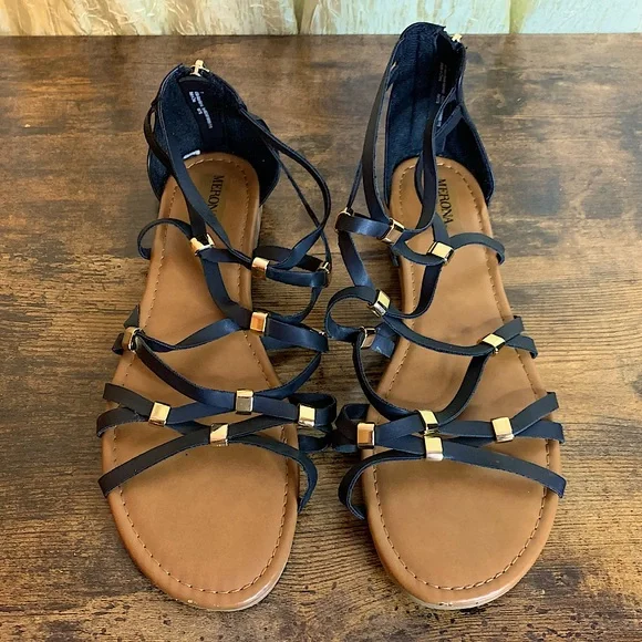 Merona Black Strappy Gladiator Embellished Sandals