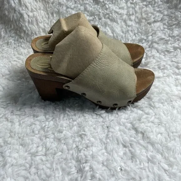Sbicca vintage collection leather grayish green platform sandals EUR SZ40