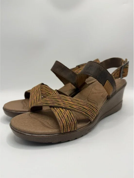 Keen Sandals Womens 8 Skyline Casual Wedge Slingback 1014314 Brown Leather NWOB