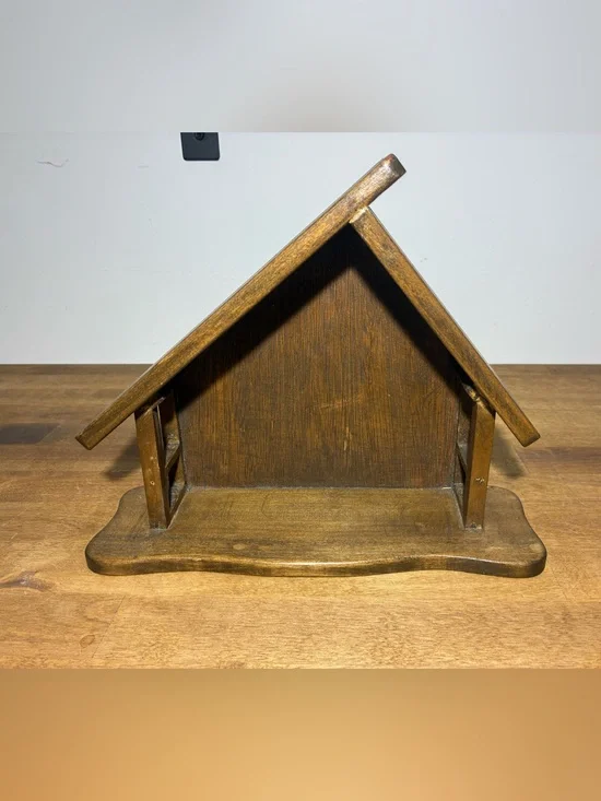 Vintage Wooden Nativity Stable Creche Manger Rustic Christmas Decor 10.5”