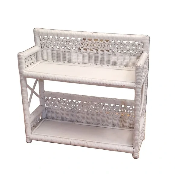 White Wicker 2-Tier Wall Shelf Organizer 17