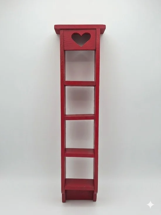 Red Wooden Heart Trinket Shelf - Home Wall Decor
