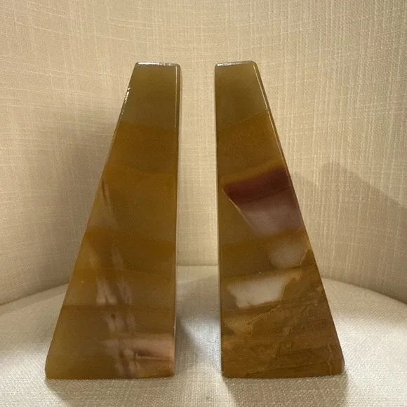 Onyx Tellez Tecali Puebla Marble Book‎ Ends Made In Mexico Heavy Solid Stone