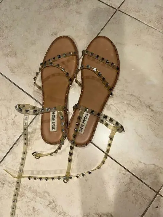 Steve Madden Travel Studded Clear Jelly Ankle Strap Sandals