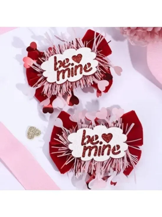 2pcs Sparkly Red Velvet Bow Hair Clips - Perfect Valentine's Day