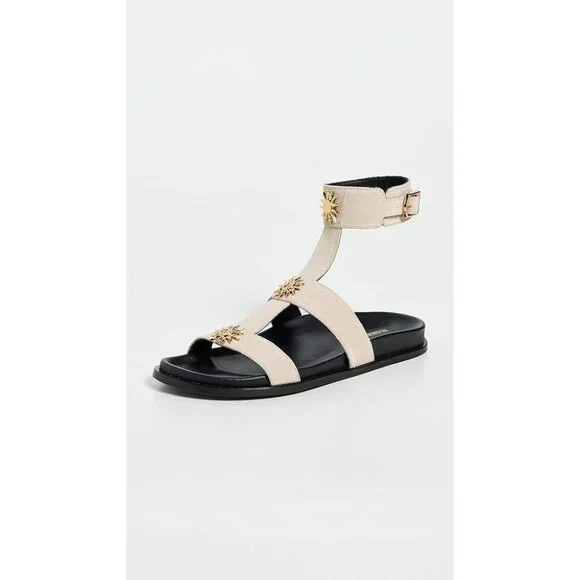 ALOHAS Clarisa Suede Cream Leather Sandals Size: 7-7.5 NIB