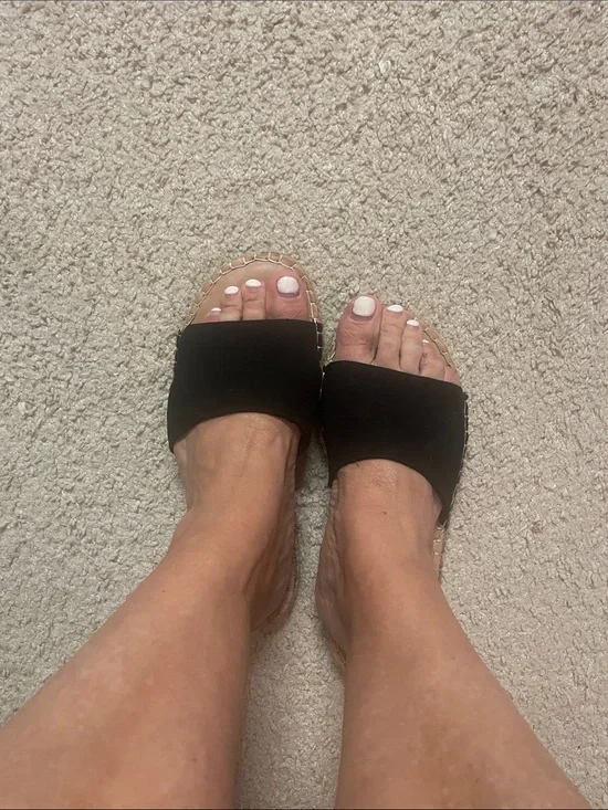 Old Navy Black Slide Espadrille Sandals with Jute Trim