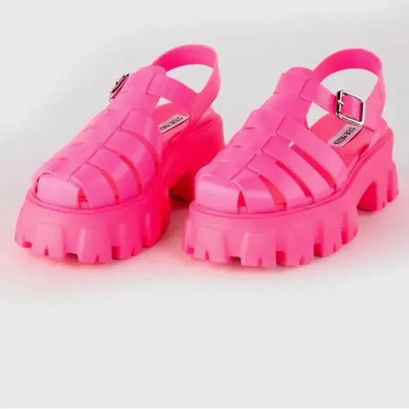Steve Madden Echo Hot Pink Platform Fisherman Sandals Size 8.5