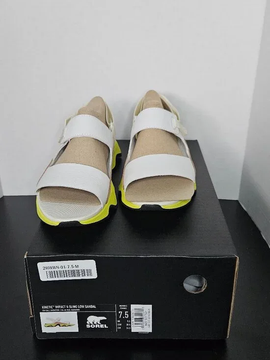 SOREL Kinetic Impact II Sling Low Sandals – Women’s Size 7.5 – White/Neon