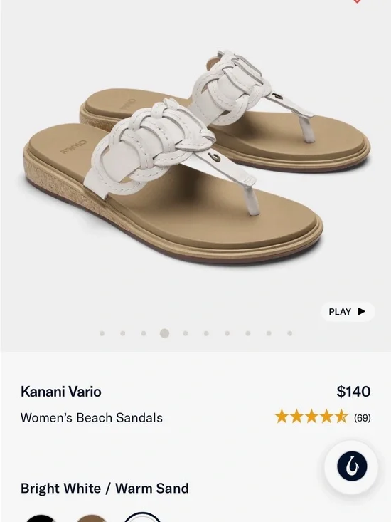OluKai Kanani Vario White and Warm Sand Thong Sandals