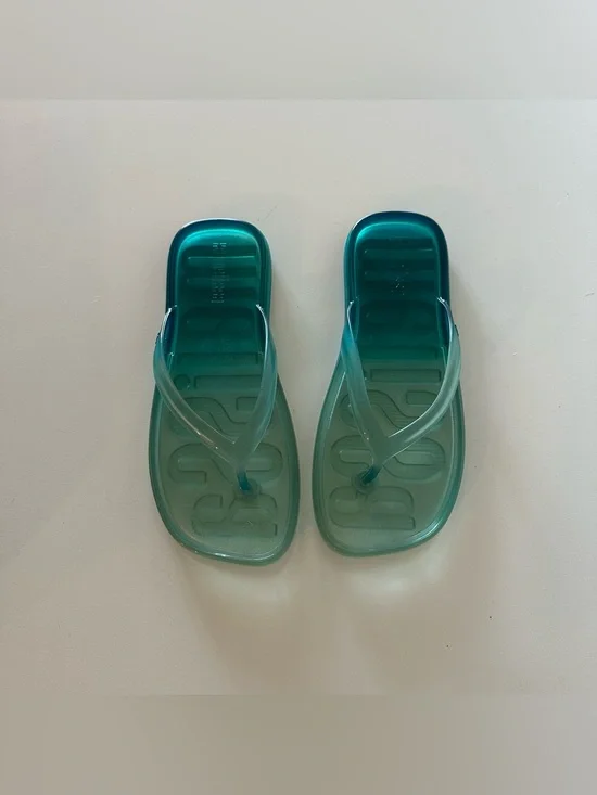 NEW Melissa Beachwear Flip Flops Thongs Sandals 9 Green Blue Transparent Clear