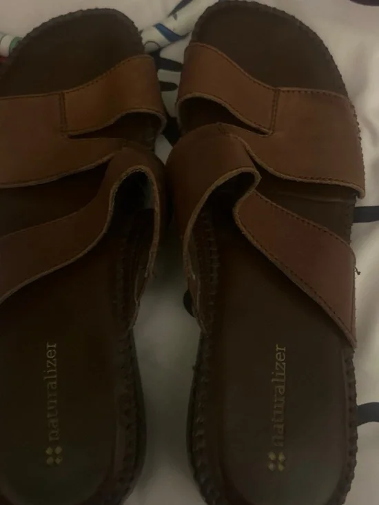 Naturalizer Brown Leather Dual-Strap Comfort Sandals