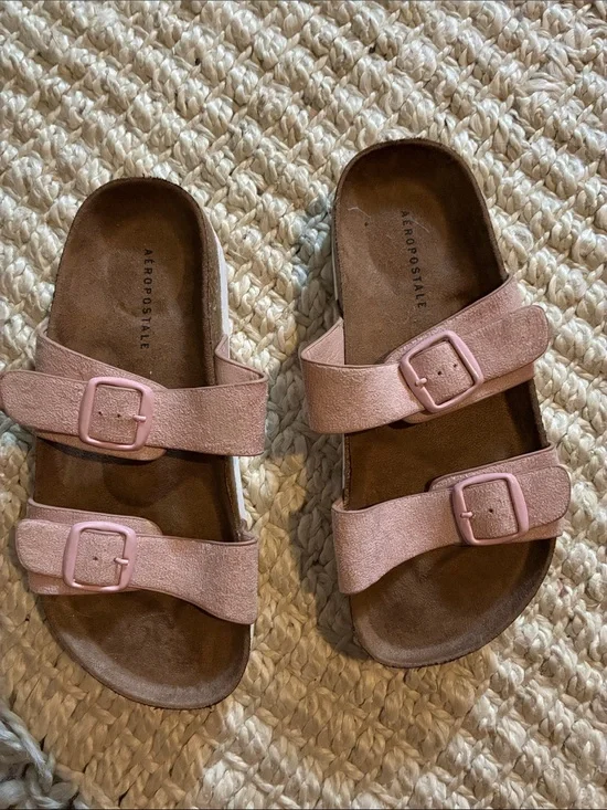Aeropostale Blush Pink Double-Buckle Slide Sandals