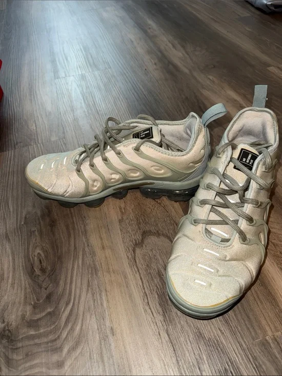 Nike Women's Vapormax Plus in Light Gray and Silver