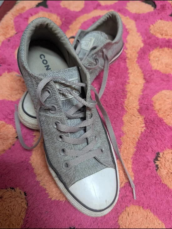 Converse Low Top Canvas Sneakers in Light Gray