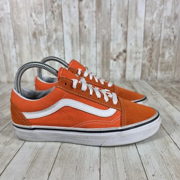 Vans Old‎ Skool Sneakers Orange Canvas Skate Shoes Women's Size 6.5