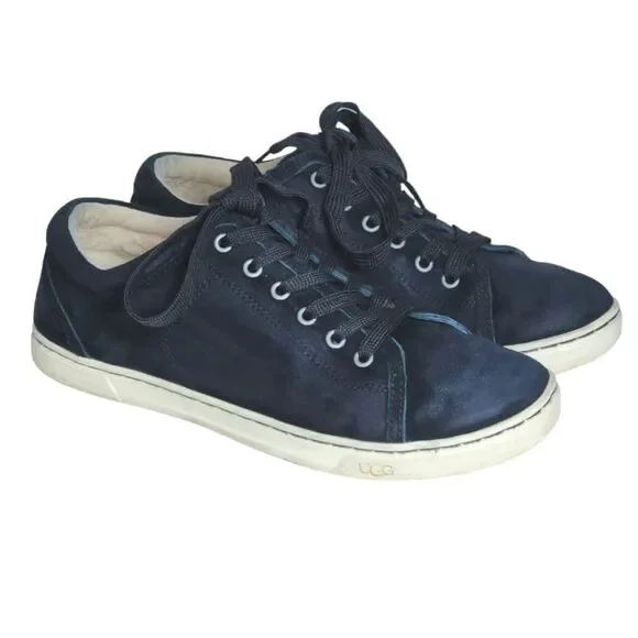 Ugg Tomi Women's Black Suede Leather Low Top Lace Up‎ Sneakers Size 9.5