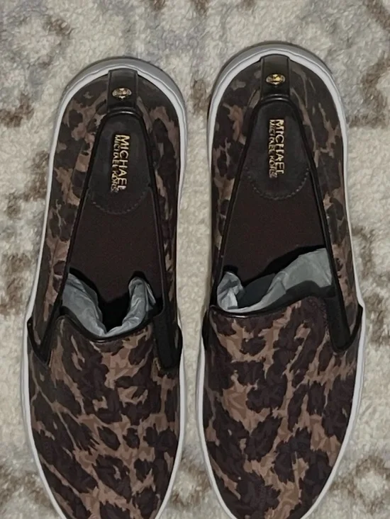 Michael Kors Brown and Black Leopard-Print Slip-On Sneakers