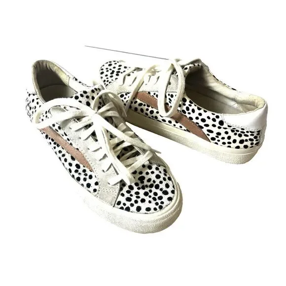 Madewell Women Sz 6.5M Low Top Lace Up Sneaker Real fur-dyed calf hair Dalmatian