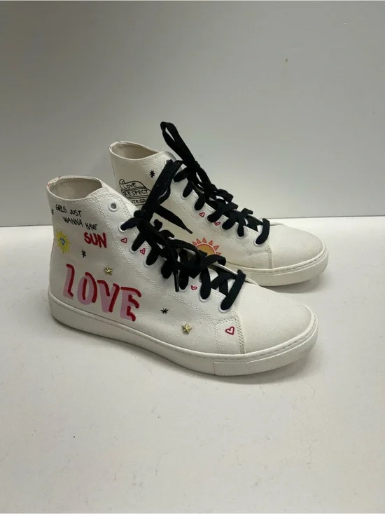 Aldo High-Top‎ Sneakers with Good Vibes Pink 'LOVE' Graphic Size 10