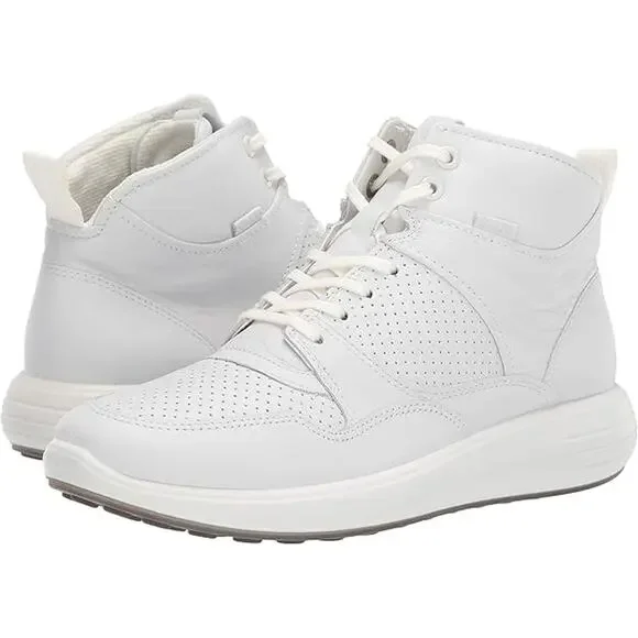Ecco Leather Soft 7 Runner High-Top Trainers Sneakers White Women's Size 11 NWOT