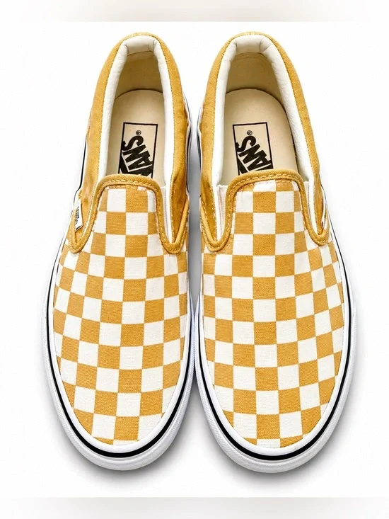 Vans Classic Checkerboard Slip-On Sneakers Yellow White Men’s 4.5 Women’s 6