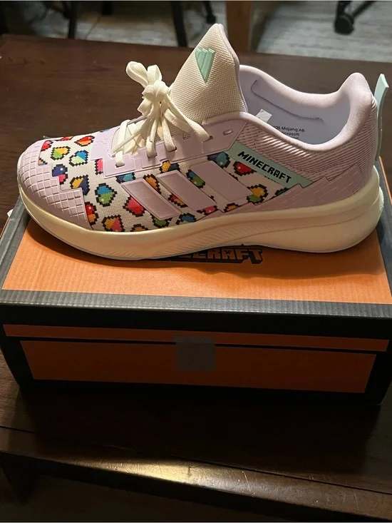 Adidas x Minecraft| Pink Pixel Runner Sneakers.US Size 7Y- 9 W
