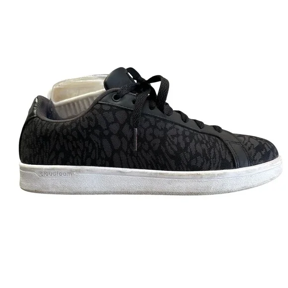 Adidas NEO Advantage Cloudfoam Black Grey Animal Print‎ Sneakers Womens 8.5