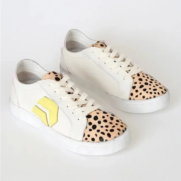 Women’s DOLCE VITA Zaga Leopard Calf Hair Leather Sneakers- Size 9.5