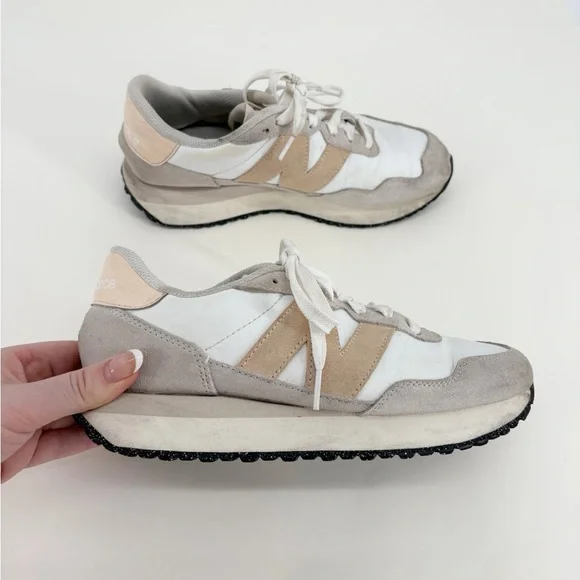 New Balance Women's WS237 Sneakers Cream, White, and Pink