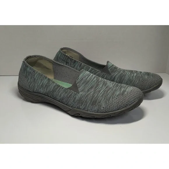 Skechers Womens 9.5 Empress Classic Fit Slip On Sneakers Walking Shoes Gray Teal