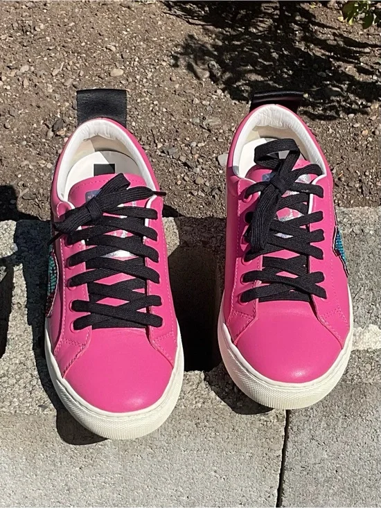 Marc Jacobs LOVE Pink Sequin Logo Low Top Sneakers Women’s EU 39