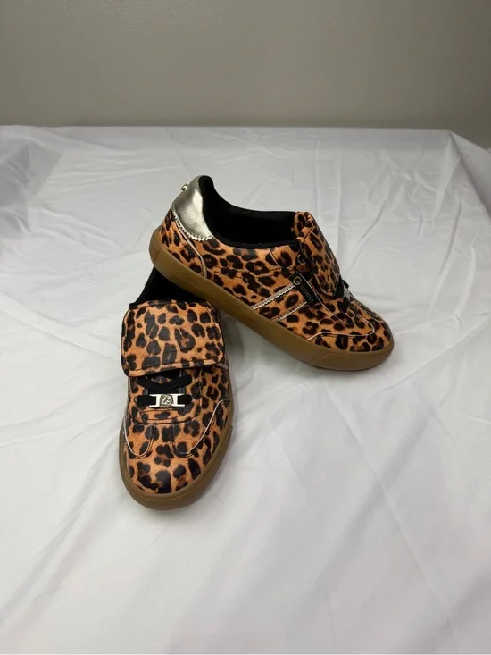 GUESS Leopard Print Slip-On Sneakers with Gold Heel Accent