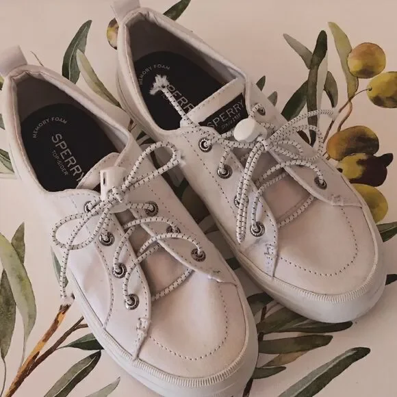 Sperry Top Siders White Canvas Sneakers