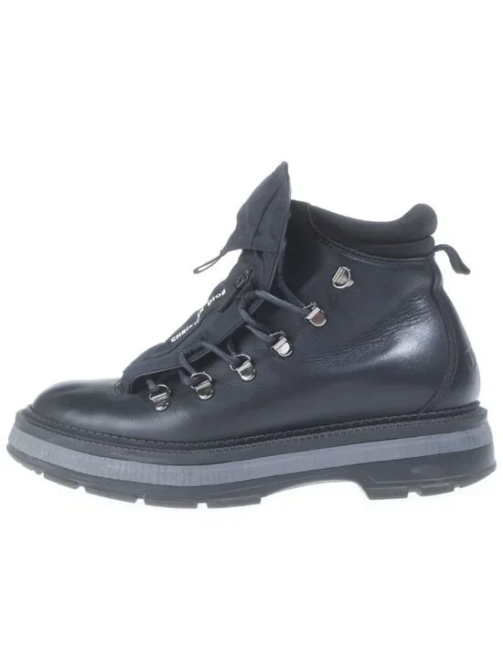 Dior Logo Trekking Shoes Leather High Cut Sneakers Black 40