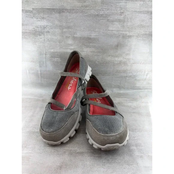 Skechers Sport Memory Foam Mary Jane Grey Coral Sneakers 22683 Women Sz 8