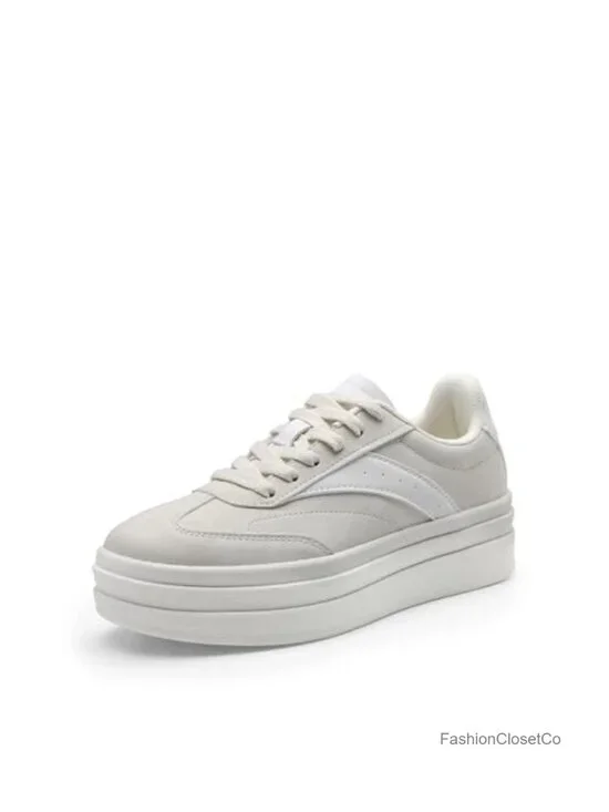 Women's Platform Sneakers Faux Suede Lace-Up Casual Comfortable Fashion Shoes