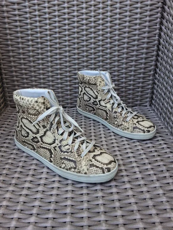 Freda Salvador High-Top Snake Print Sneakers - Neutral