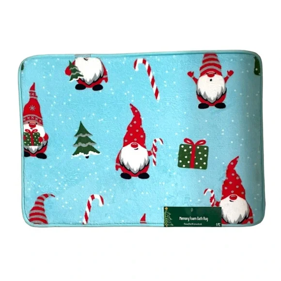 Christmas Gnome 17x24” Festive Memory Foam Bath Mat NWT
