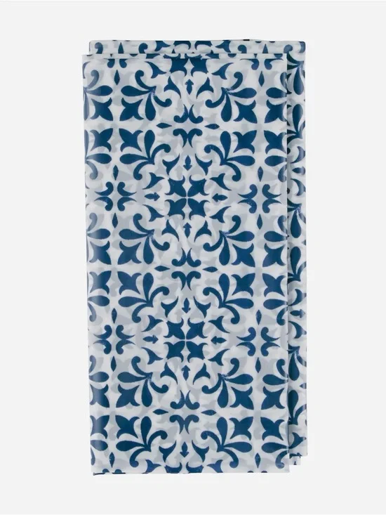 Comfort Bay Peva Shower Curtain Damask Printed Navy Blue 70x72 NWT