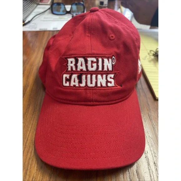 NCAA Adidas Louisiana Ragin Cajuns Red Adjustable Curved‎ Bill Hat Geaux Cajuns