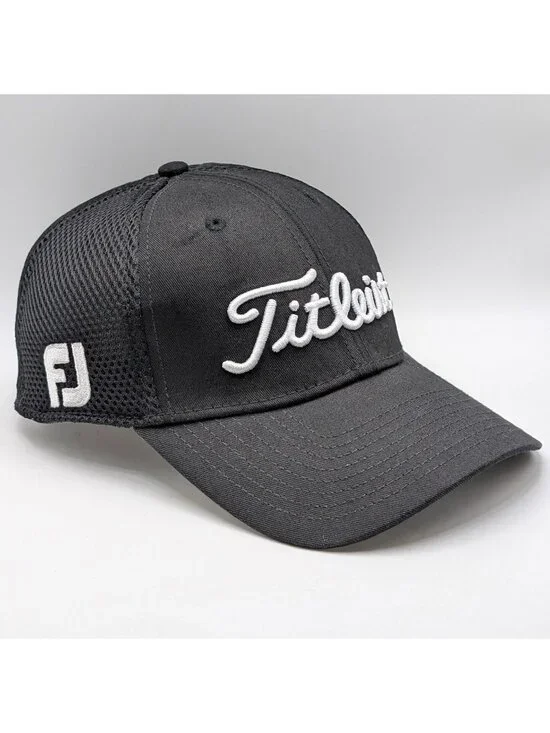 Titleist Hat Cap Child Youth Footjoy FJ Pro V1 Golf Fitted Mesh Stretch Black